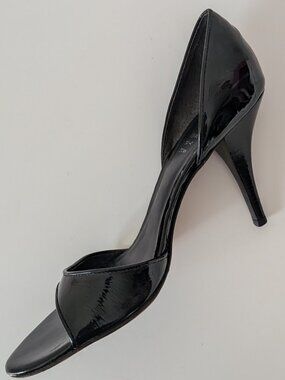 Barneys New York Black Patent Leather D'Orsay Peep Toe Pumps Heels